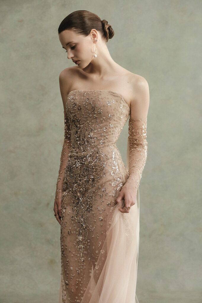 Aurelia Strapless Beaded Long Dress