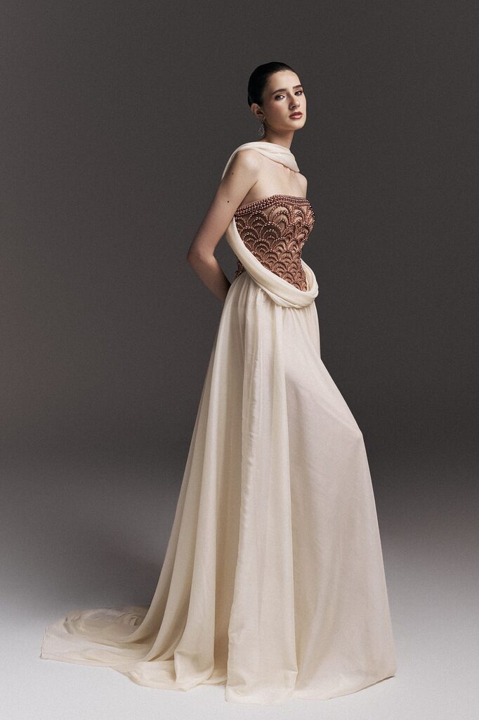 Callista Strapless Beaded Long Dress