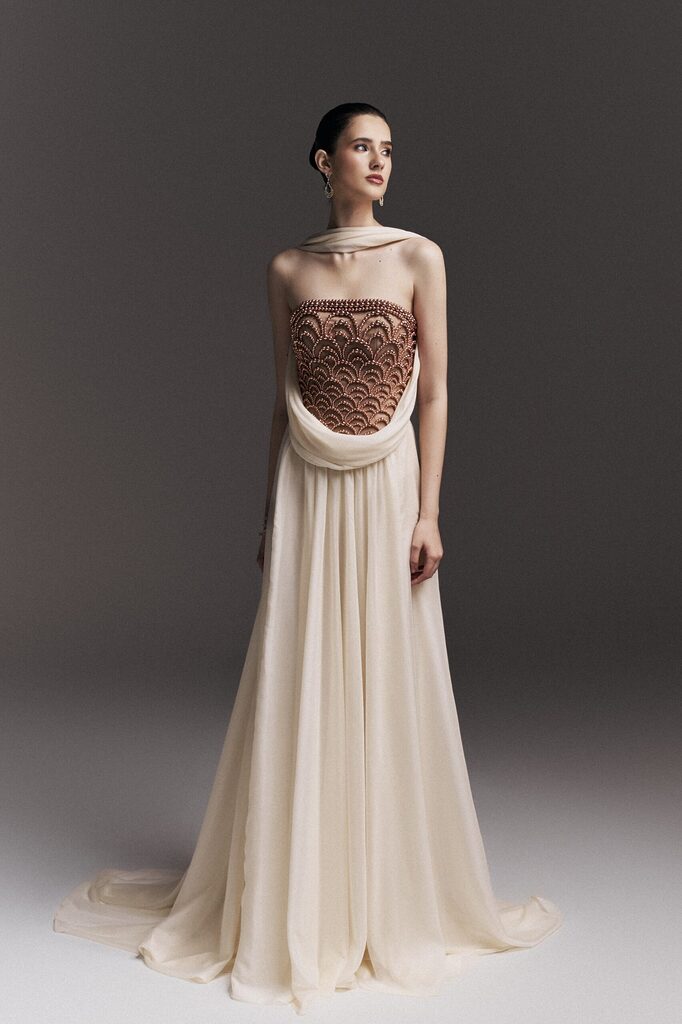 Callista Strapless Beaded Long Dress