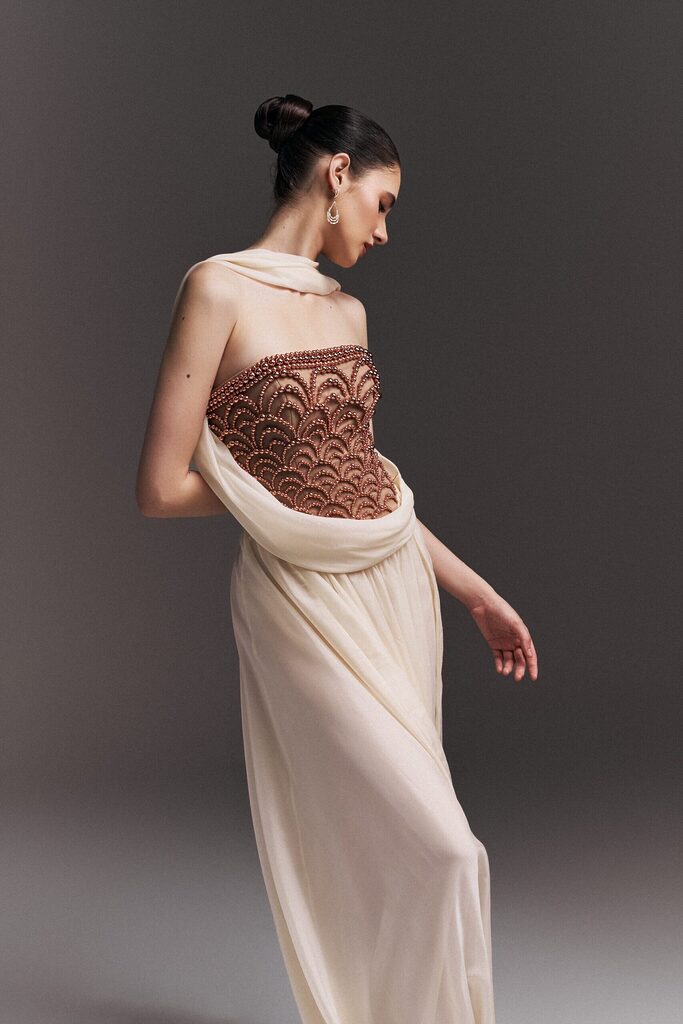 Callista Strapless Beaded Long Dress