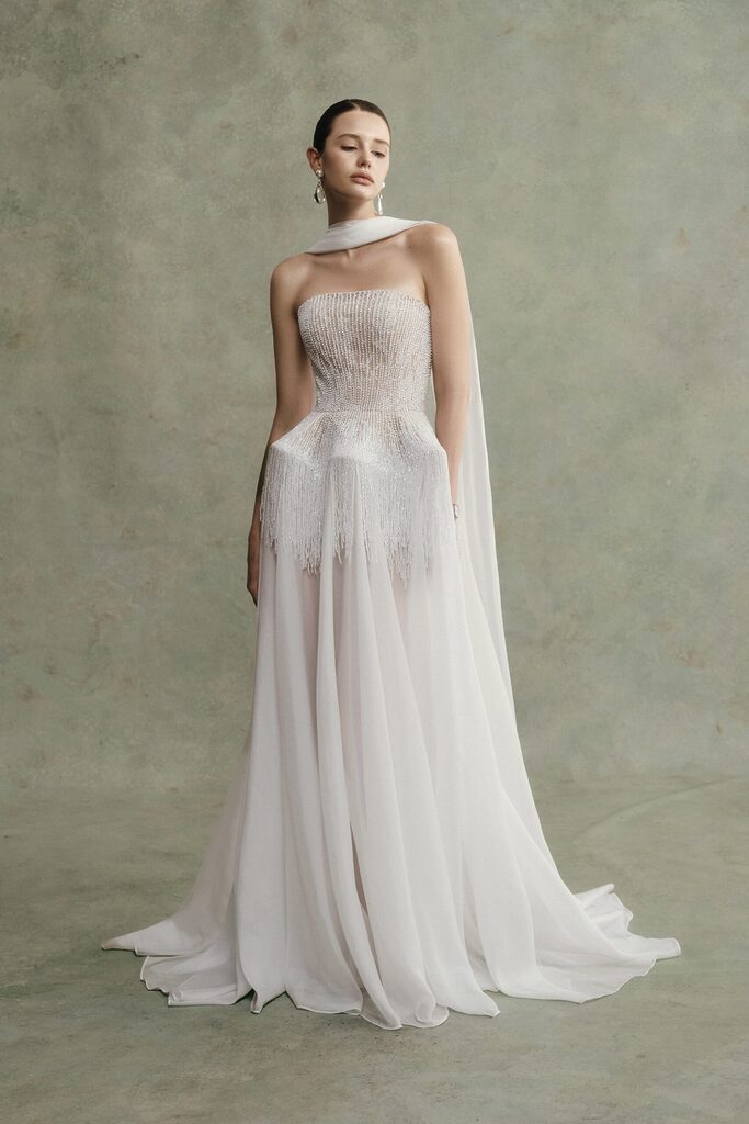 Elysian Strapless Beaded Long Dress