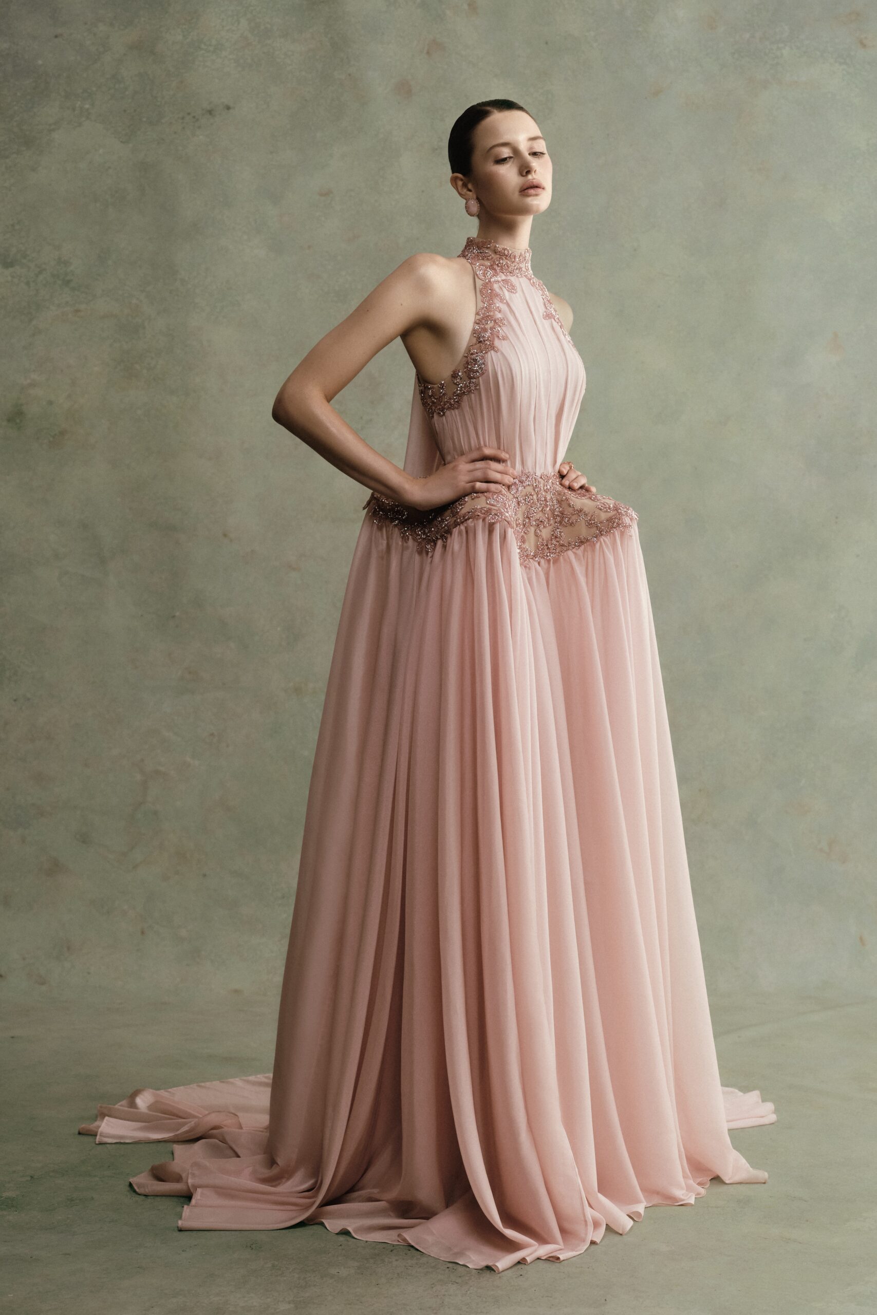 Velina Halter Draped Long Dress