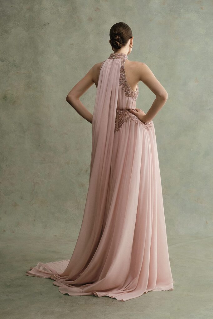 Velina Halter Draped Long Dress