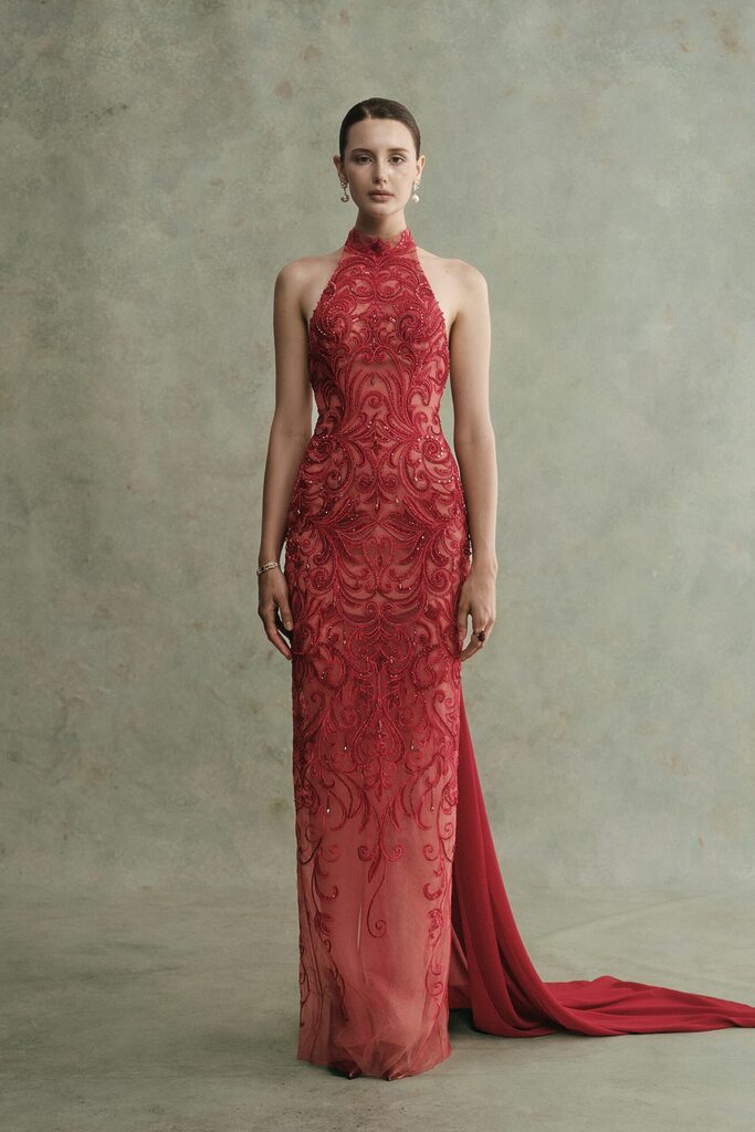 Velora Halter Beaded Long Dress