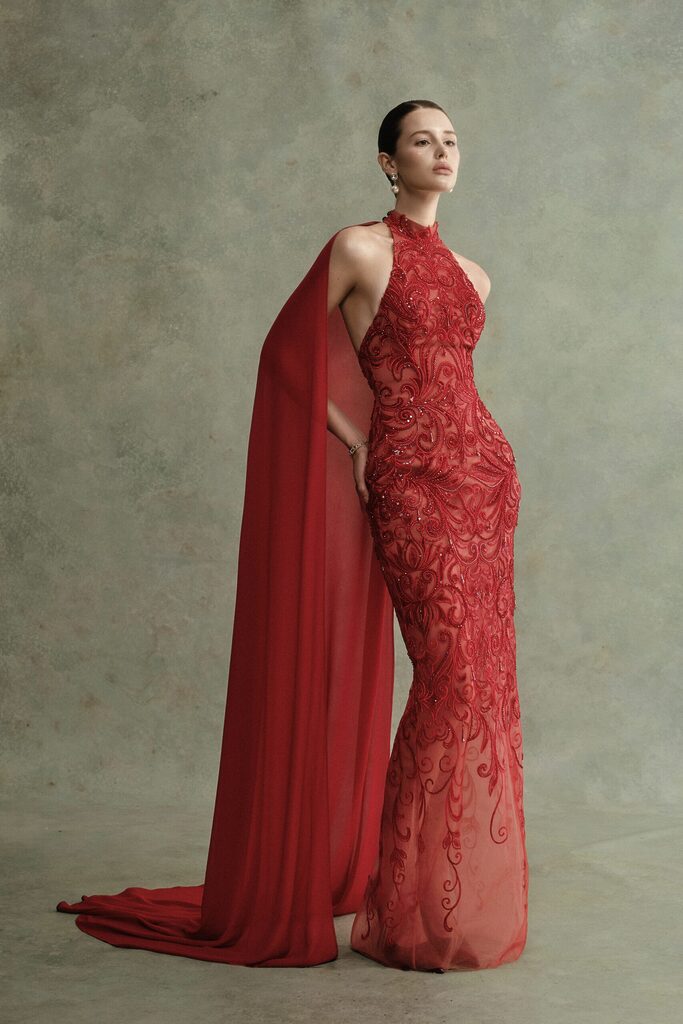 Velora Halter Beaded Long Dress