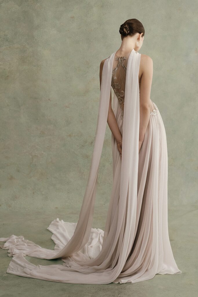 Zarelda Halter Beaded Long Dress