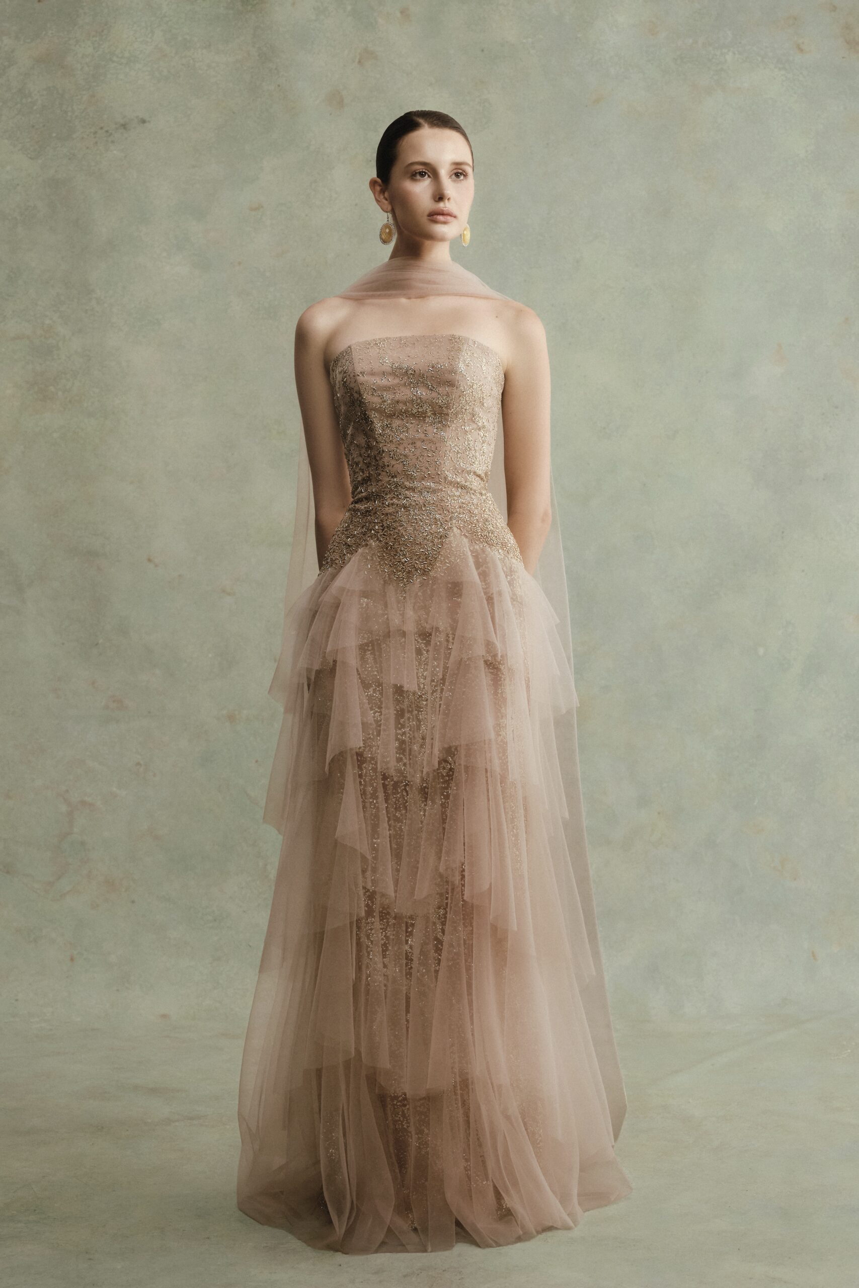 Zaria Strapless Layered Long Dress