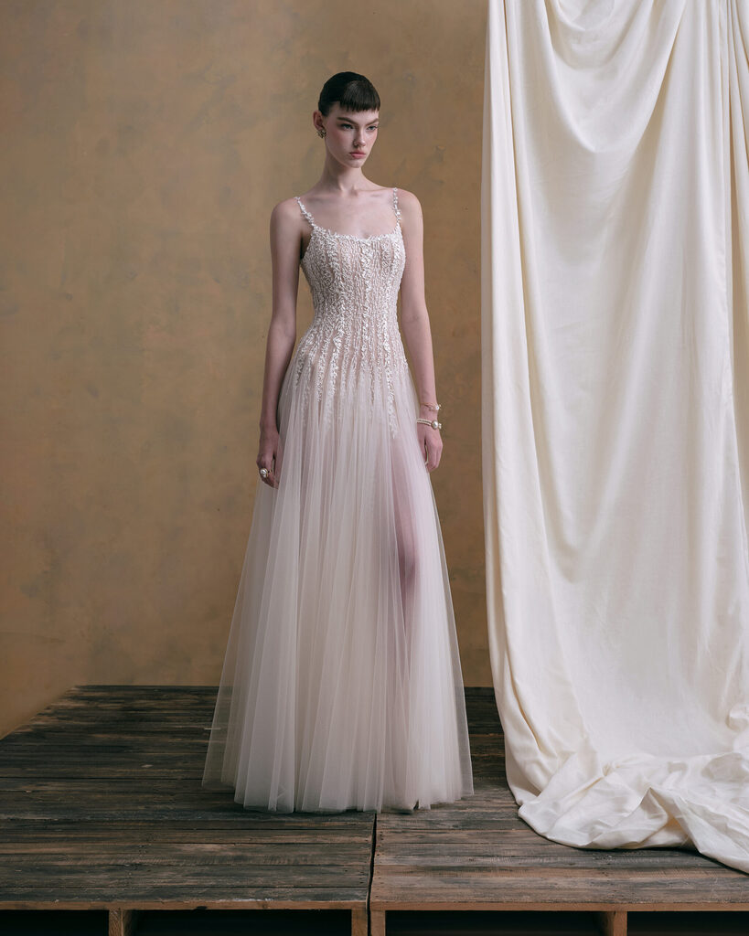 Lucienne Embroidery Tulle Long Dress