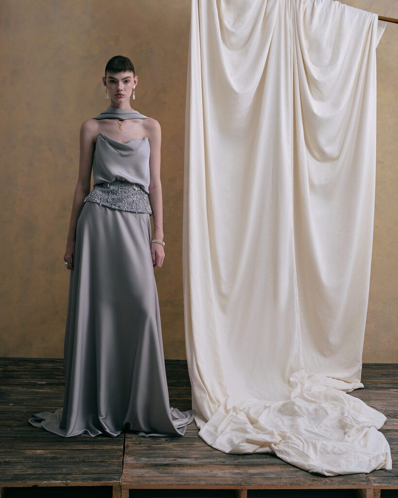 Silvara Strapless Silk Long Dress