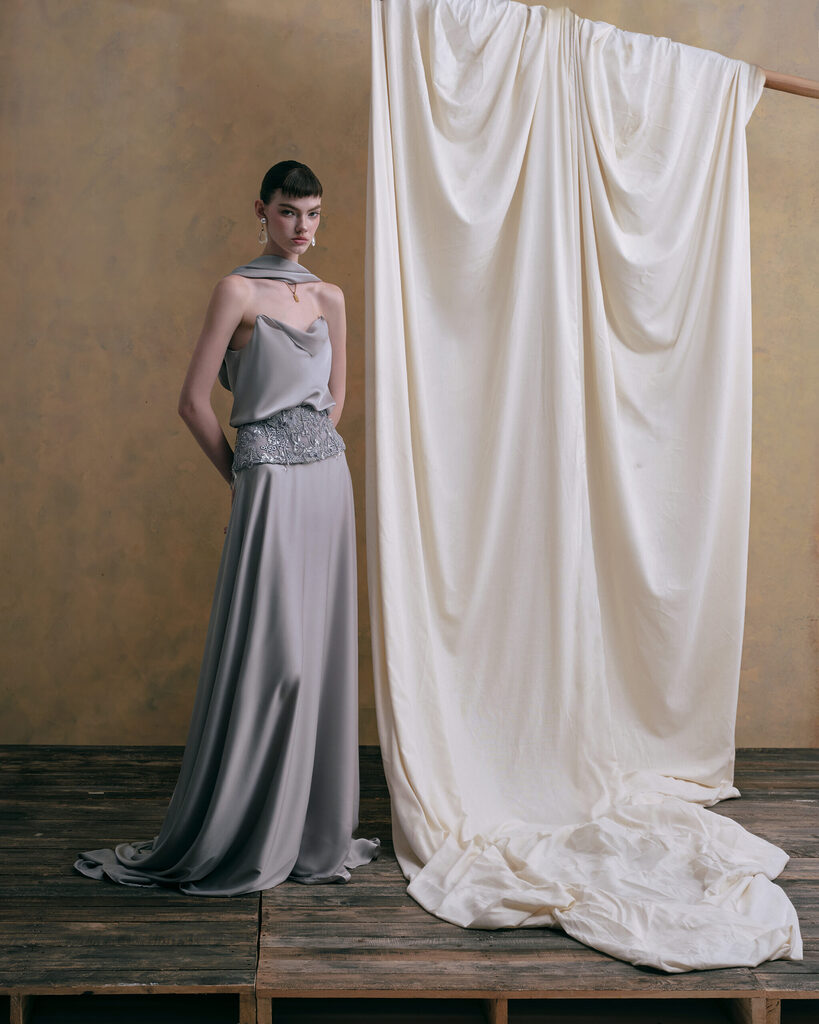 Silvara Strapless Silk Long Dress