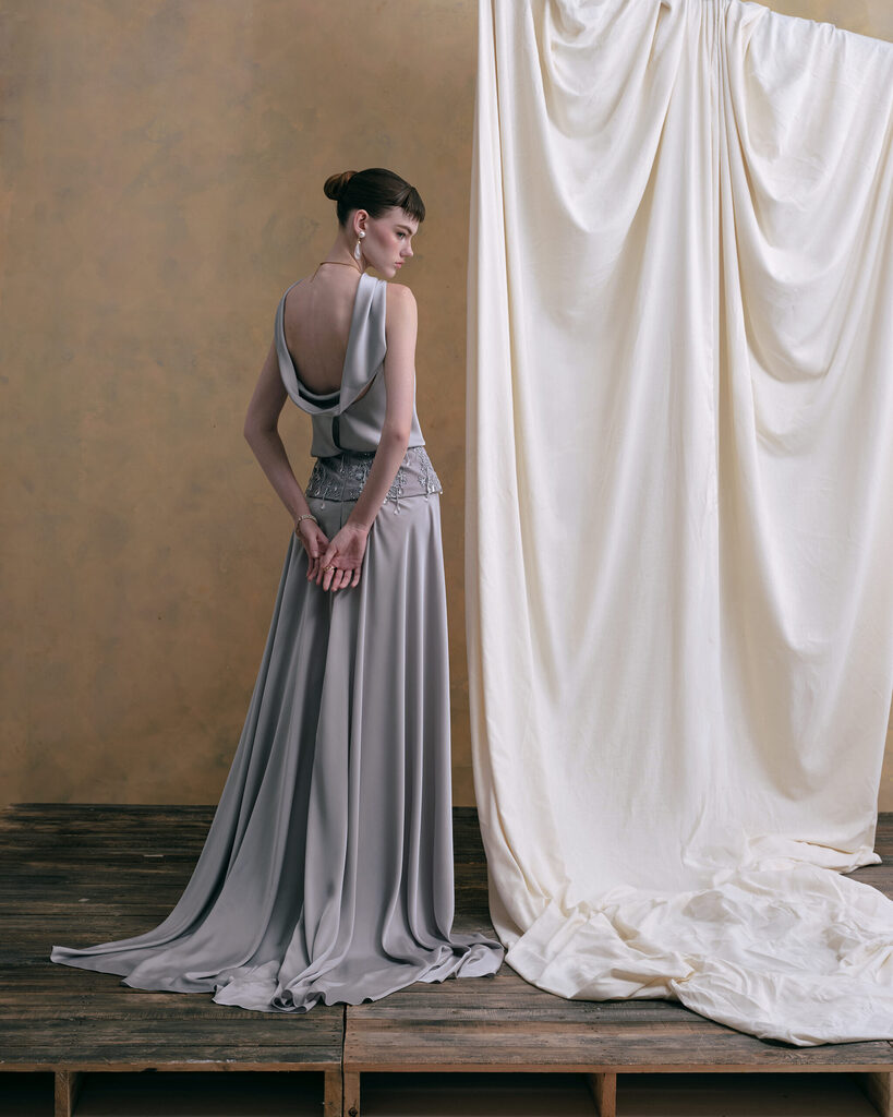 Silvara Strapless Silk Long Dress