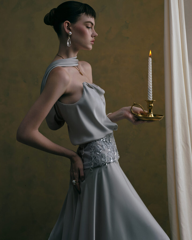 Silvara Strapless Silk Long Dress