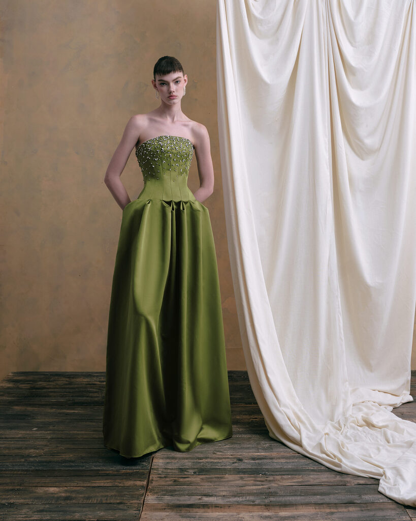 Verena Crystal Strapless Long Dress