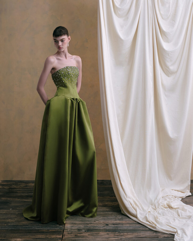 Verena Crystal Strapless Long Dress