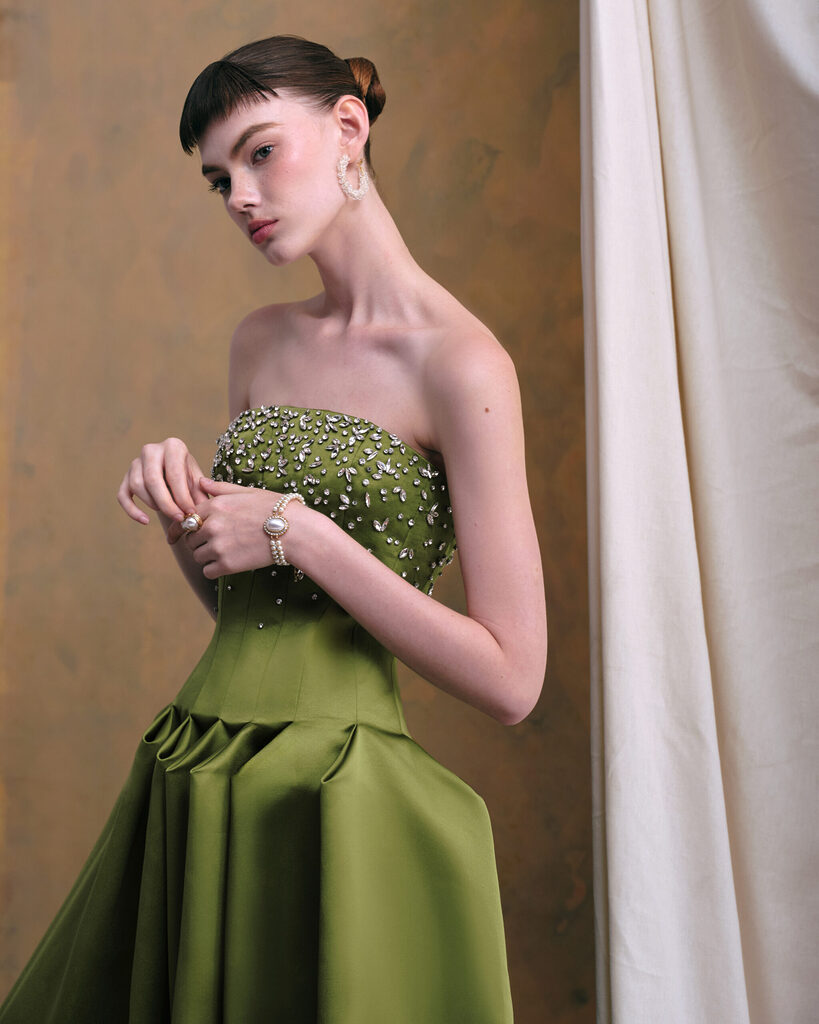 Verena Crystal Strapless Long Dress